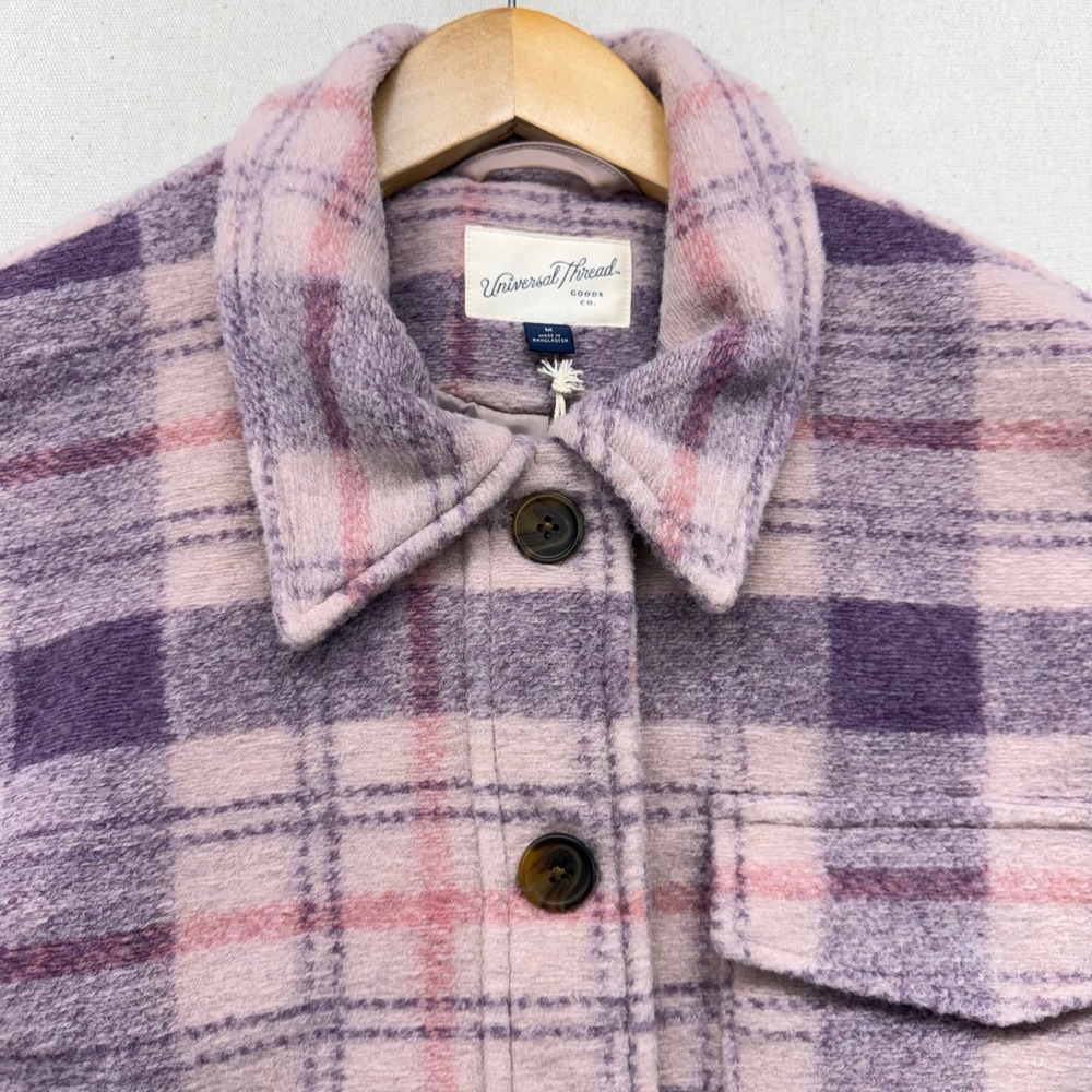 Universal Thread Purple Plaid Shacket Womens M Button Front Shirt Jacket NWT New - Picture 6 of 16
